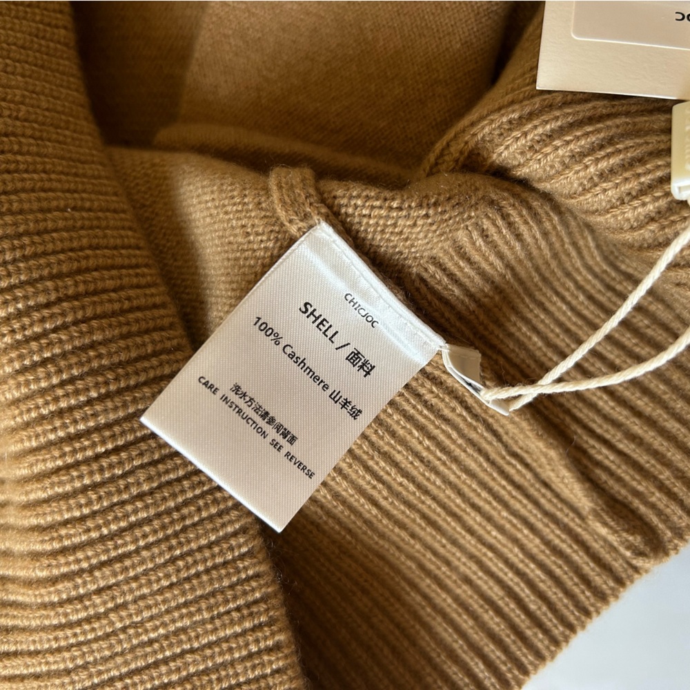 CHICJOC 100% Cashmere Cardigan Camel Size 36 - Picture 8 of 12